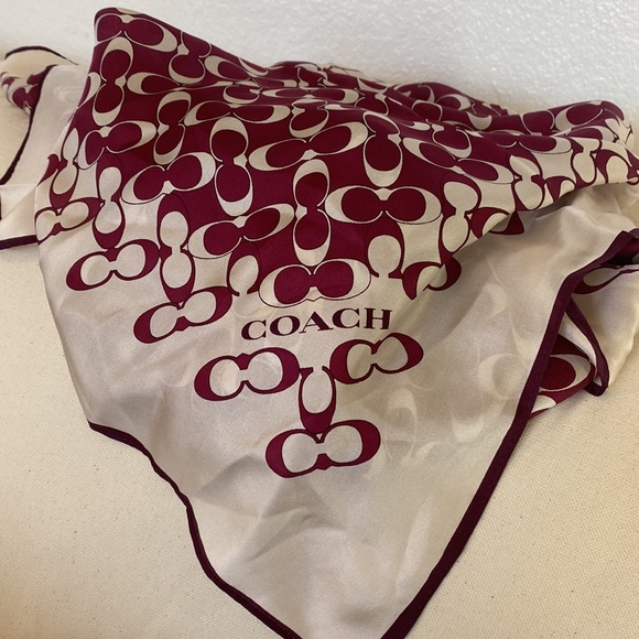 Coach Bias Signature Silk Scarf Square Logo Print Bright Violet - Picture 3 of 4